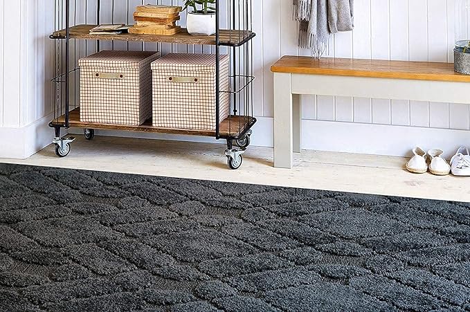 Custom Size Hallway Runner Rug Trellis Grey Color 31 inch Wide Select Your Length Non-Slip (Skid Resistance) Rubber Backing 26 feet x 31 inch (Color Options Available)