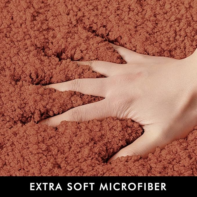 MIULEE Rust Absorbent Bathroom Rugs, Soft Large Bath Mats Non-Slip and Quick-Drying for Bathroom Floor Bathtub Showers, Machine Washable Carpet (24 x 36 Inches)