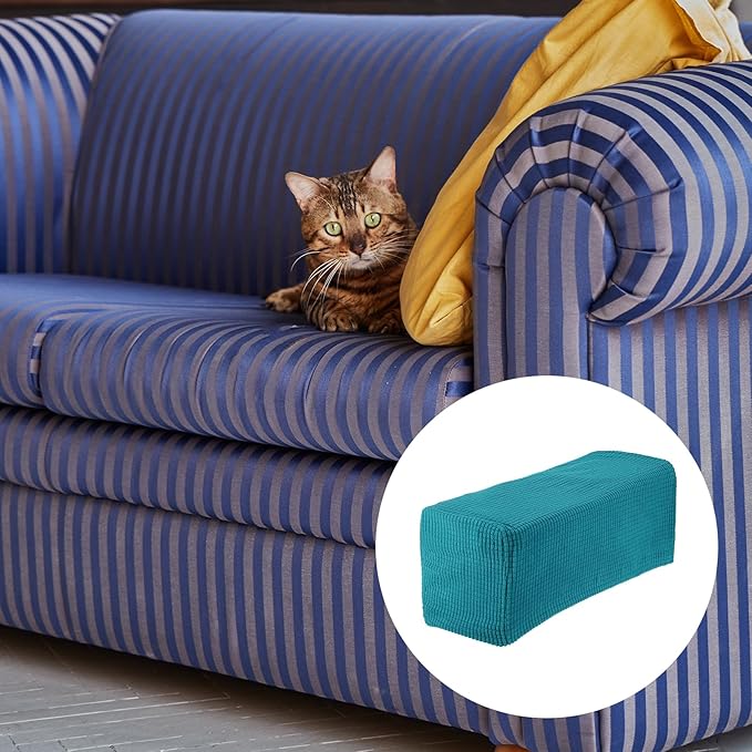 uxcell 2pcs Stretch Armrest Covers for Chairs/Sofas, Couch Arm Covers with Twist Pin, Furniture Protector Slipcovers Blue