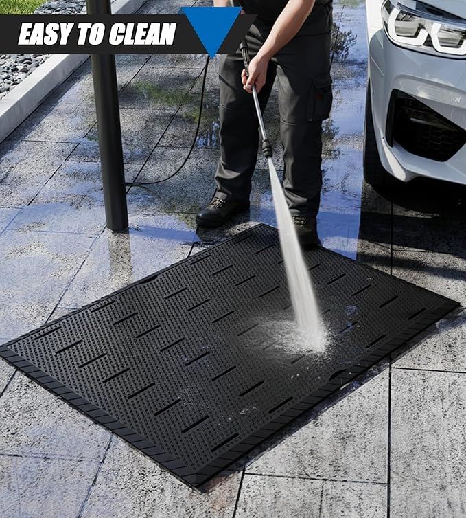 jxgzyy Commercial Rubber Mats for Floor 47.24'' x 35.43'', Heavy Duty Rubber Mats for Outside,Non-Slip Waterproof Restaurant & Bar Rubber Matt for Garage, Patio, Entrance, Anti-Fatigue