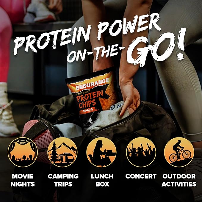 Natural Endurance Protein Chips - Low Carb Chips, High Protein Snack, Vegan Protein with Avocado Oil, 14g Protein Per Bag, Gluten Free, Original, Nacho & Chili - Variety Pack, 1.38 oz Bags (12 Pack)