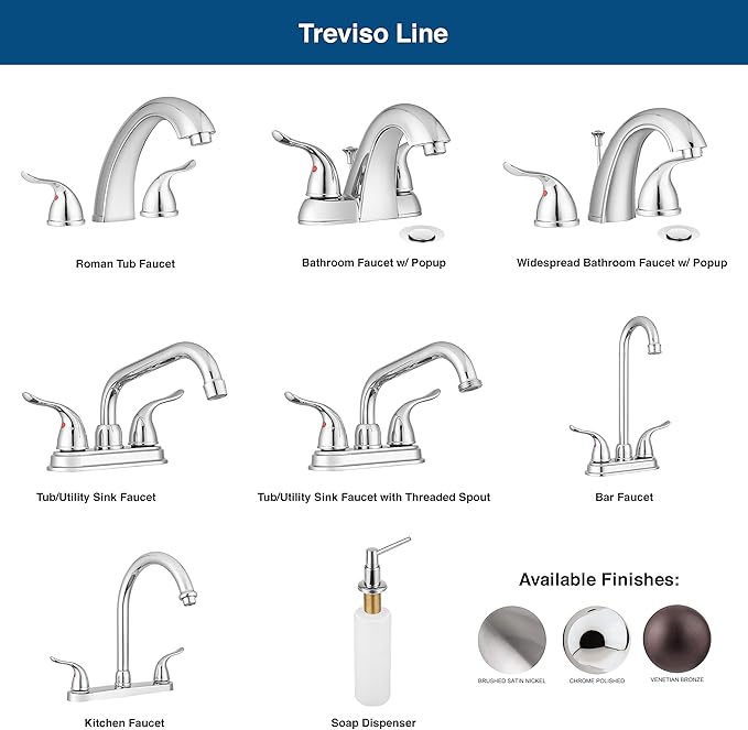 Pacific Bay Treviso Utility Laundry Sink Faucet - Threaded Brass Spout Hose End, Swivel Spout, 2-Handle Levers, Centerset (Chrome Plated)