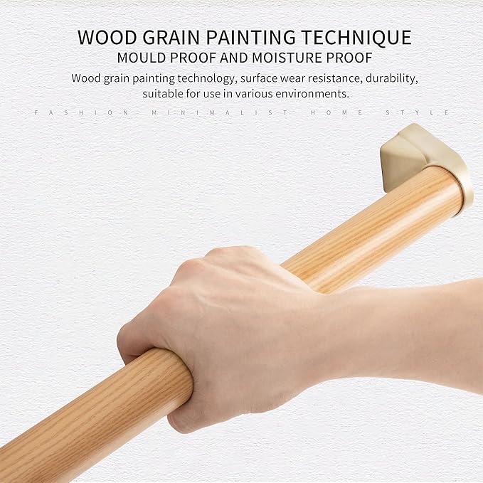 10 FT Modern Aluminum Handrail Set - ADA Compliant Indoor & Outdoor stair railing. 1.4" Diameter Grab Bar. Wall-Mounted with 90°Wall Return End. Ideal for Safe Grip，Rust Free(Cherry Wood Grain, 10 FT)