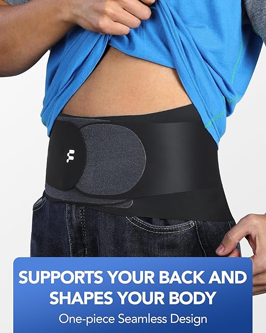 0.5mm Ultra Thin Back Brace for Women Men, 3D Lumbar Pad, Seamless Yoga Fabric, Lightweight Back Brace for Lower Back Pain Relief, Sciatica, Posture, Lifting, Wearg Under Clothes, Black, XL