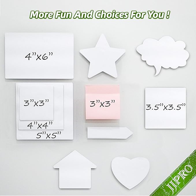Dry Erase Sticky Notes. Reusable Whiteboard Stickers 4"x4" - 8 Pack. Suitable for All Smooth Surface. Great for Labels, Lists, Reminders and Decals. No Paper Post Notes Again, Its Washable, Removable