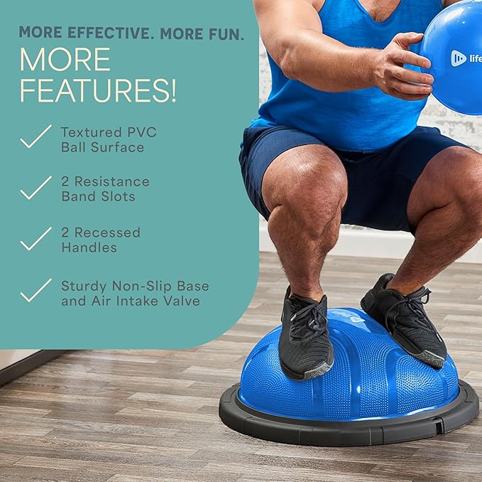 Lifepro Half Balance Ball Trainer - Stability Ball for Exercise, Full-Body Workouts, Home Gym, and Physical Therapy - Non-Slip Equipment for Balance Training
