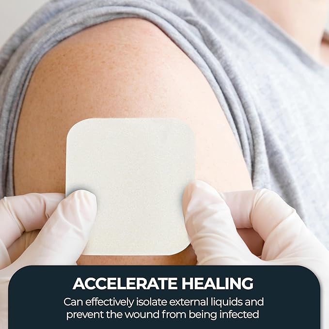 MED PRIDE Foam Dressings for Wounds 4x4in Sterile Non-Adhesive Pads Highly Absorbent Waterproof Medical Foam Padding (10 Count (Pack of 1))