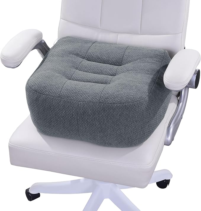 HOMBYS Extra Thick Chair Cushions for Office,6 in Breathable Adult Booster Seat for Car,Car Seat Cushion to Raise Seat Height,Shredded Memory Foam Desk Chair Cushion for Long Sitting,Dark Grey