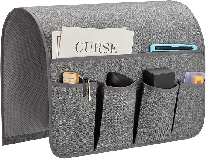 Sofa Armrest Organizer, Remote Control Holder for Recliner Couch, Arm Chair Caddy with 6 Pockets for Magazine, Tablet, Phone, iPad