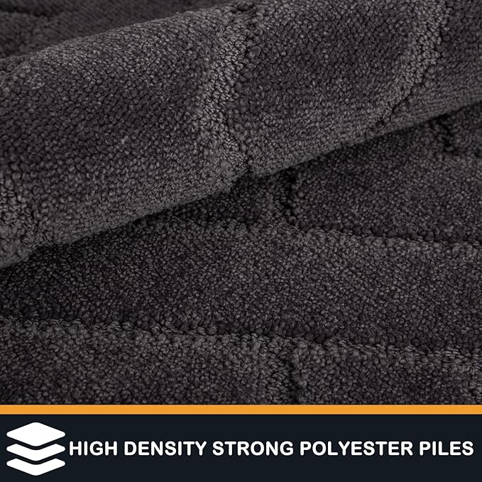 PURRUGS Easy Care Area Rug 6ft x 9ft, Non-Slip Machine Washable Entry Rug, Stain Resistant Accent Rug for Hallway, Bedroom, Living Room and Mudroom, Charcoal