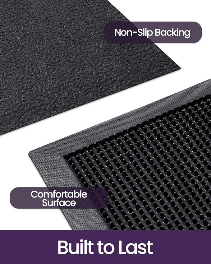 DEXI Front Door Mat Outside Entrance, 24x36 Heavy Duty Non-Slip Rubber Entry Mats, Dirt Trapping Waterproof Low-Profile Welcome Doormat for Entryway, Black
