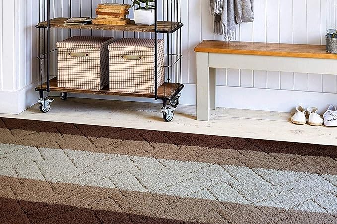 Custom Size Hallway Runner Rug Brown-Beige Color 31 inch Wide Select Your Length Non-Slip (Skid Resistance) Rubber Backing 13 feet x 31 inch