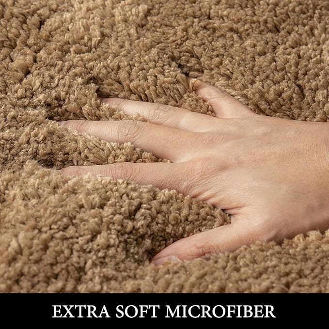 MIULEE Non Slip Small Bathroom Rug Bath Mats for Bathroom(16x24,Light Brown) Absorbent Thick Soft Microfiber Bath Rugs Machine Washable Plush Carpet for Tub Shower