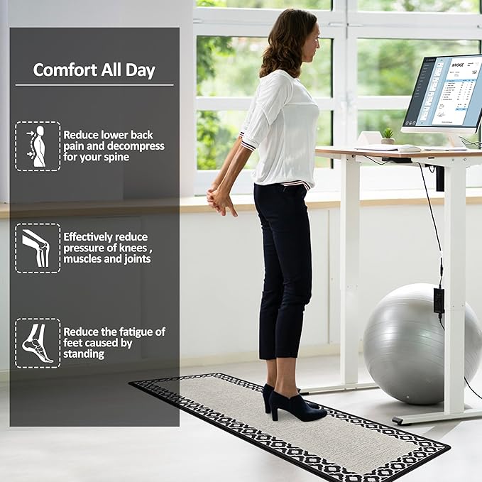 Anti Fatigue Kitchen Rug Non Slip Kitchen Mats for Floor Kitchen Runner Cushioned Kitchen Rug Ergonomic Comfort Standing Mat for Kitchen Floor Office Sink Laundry Kitchen Decor 17.3×59inch