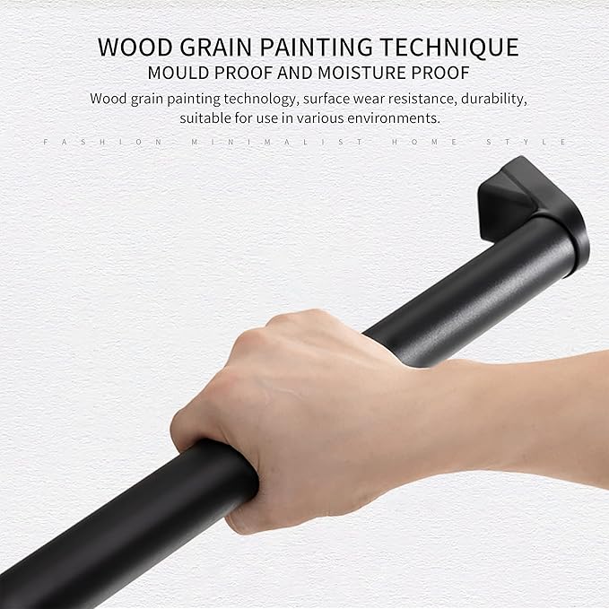 13 FT Modern Aluminum Handrail Set - ADA Compliant Indoor & Outdoor Stair Railing. 1.4" Diameter Grab Bar. Wall-Mounted with 90°Wall Return End. Ideal for Safe Grip，Rust Free(Matte Black, 13 FT)