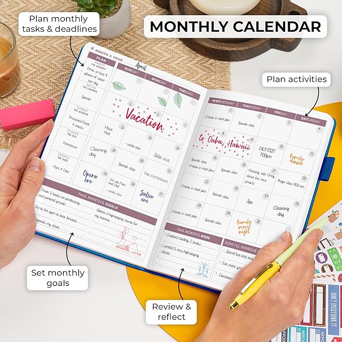 Clever Fox Planner 2nd Edition – Colorful Weekly & Monthly Goal Planner, Time Management & Productivity Organizer, Undated, A5 (Mystic Blue)