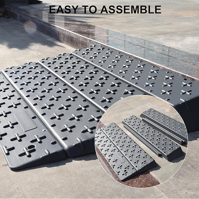 OrangeStar Portable Wheelchair Ramp, 1"/2"/3"/4" Rise Extensible Threshold Ramp for Wheelchair, Scooter, Home Steps, Stairs, Entry, Doorways