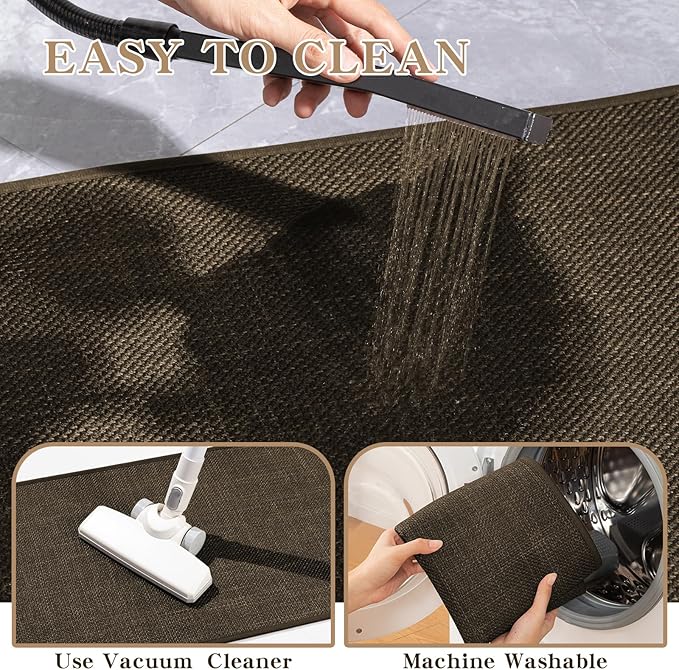 chakme Bathroom Rugs Mat 24x17, Ultra Thin Non Slip Bath Mat Small Quick Dry Absorbent Bath Mat for Bathroom Floor, (Brown, 24"x17")