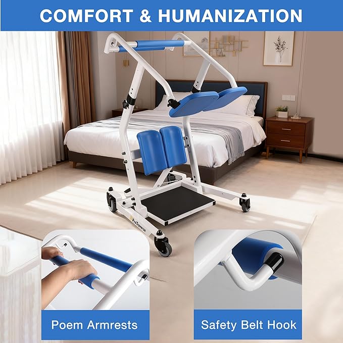 Stand Assist Lift – Sit to Stand Patient Transfer Chair for Elderly & Disabled, 400 lbs Capacity Lift Aid with Adjustable Height – Home & Nursing Care Mobility Support,Blue