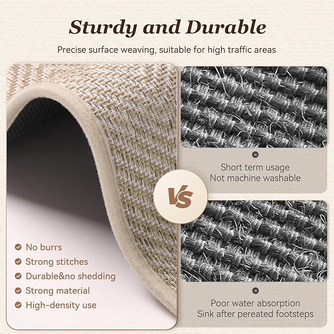 AMOAMI Kitchen Mats for Floor, Non Slip Washable Kitchen Rugs Absorbent Quick Dry and Easy to Clean, Rugs for Kitchen in Front of Sink, 17“*30”, Beige
