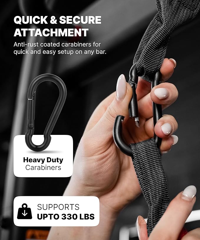 DMoose Fitness Hanging Ab Straps for Pull Up Bar & Core Strength Training - Thick Padded Arm Strap for Ab Swing with 2 Rust-Resistant Carabiners - Pull Up Straps for Ab Workouts at Home and Gym