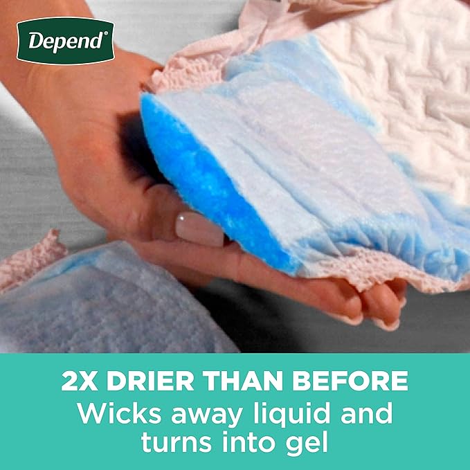 Depend Incontinence Underwear for Women, Medium, 60 Count | Maximum Protection | Blush | Disposable