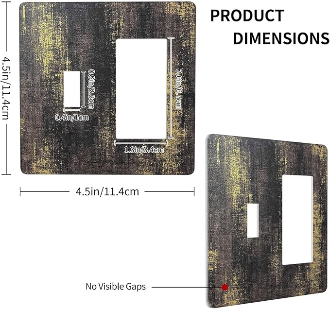Outlet Covers Vintage Industrial Rusty Metallic 1 Toggle 1 Rocker Combination Decorative Wall Plate Electrical Switch Plates Light Switch Cover Plate For Farmhouse Cabin Decor