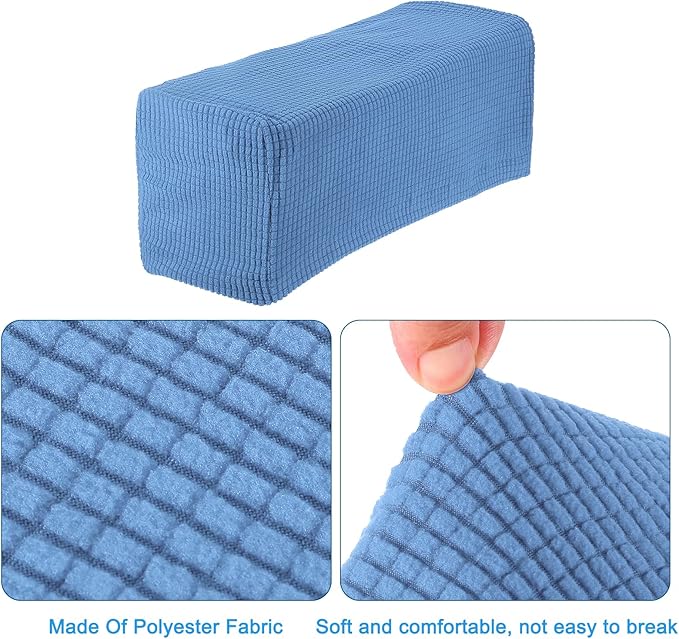 uxcell 2pcs Stretch Armrest Covers for Chairs/Sofas, Couch Arm Covers with Twist Pin, Furniture Protector Slipcovers Denim Blue