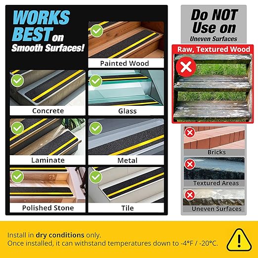 Reflective Grip Tape for Stairs 30" x 6" - 15-Pack Outdoor Stair Treads Non-Slip Weather Resistant - Anti Slip Tape for Exterior Wooden Steps - Waterproof 80-Grit Adhesive Treads