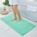 Bathroom Rugs 48x24, Ultra Thick Shaggy Soft Microfiber Absorbent Bath Rug, High Density Foam Latex Non Slip Backing, Machine Washable Bath Mats for Bathroom Floor & Sink, Spa Blue