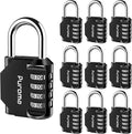 Puroma 10 Pack Combination Lock for Locker 4 Digit Outdoor Waterproof Padlock for School, Gym, Sports, Fence, Toolbox, Gate, Case, Outdoor, Hasp Storage, Cabinets (Black)