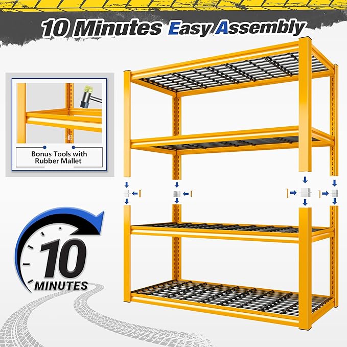 REIBII 40" W Garage Shelving Heavy Duty Metal Shelving 2200LBS Storage Shelves 4 Tier Garage Shelves Adjustable Metal Shelf for Warehouse Basement Pantry Kitchen, 3 Pack