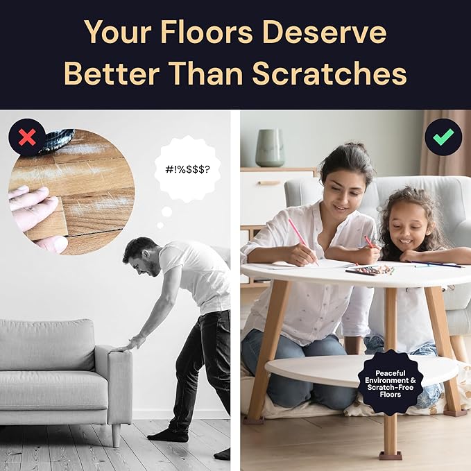 CasterMaster Rubber Furniture Pads - Non Slip Caster Cups & Couch Stoppers for Hardwood Floors - 2 Inch Round Furniture Grippers, Leg Floor Protectors to Stop Sliding - Black, 4 Pack