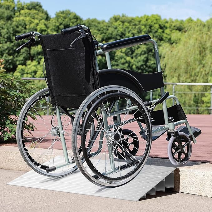 Door Threshold Ramp 4" Rise Door Ramp Aluminum Entry Ramp or Doorways Rated 800 lbs Load Capacity forWheelchair Scooters Power Chairs Walkers