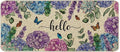 Welcome Spring Door Mat Hydrangea Flowers Floral Doormat Indoor Outdoor Entrance Outdoor Rug Low-Profile Floor Rug Non Slip Spring Summer Decor Rubber Mats for Home Decoration 17x36Inch