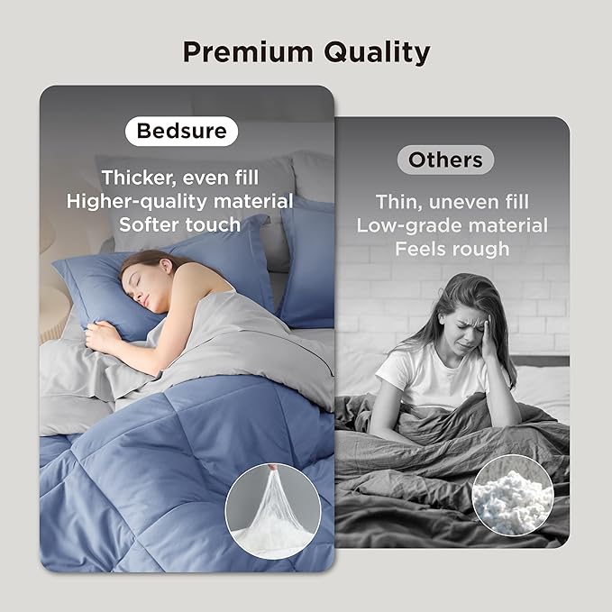 Bedsure Full Size Comforter Set - 7 Pieces Reversible Infinity Blue Bedding, Full Size Bed Set for All Seasons, Bed in a Bag with Down Alternative Comforter, Sheets, Pillowcases & Shams