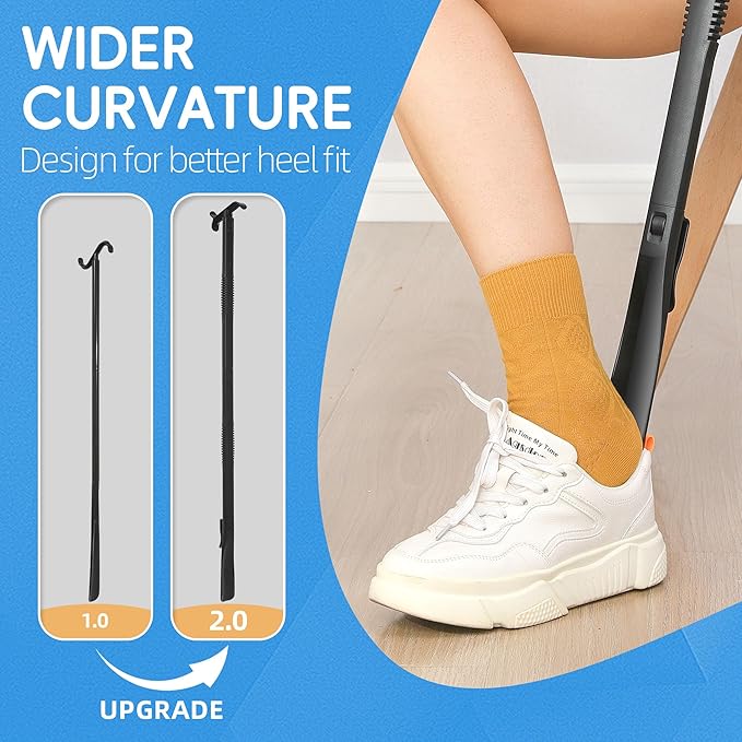 36 Inch Adjustable Long Handled Shoe Horn - Dressing Stick Aid for Seniors, Disabled - Ideal for Hip, Back, Shoulder Surgery Recovery – Helps with Getting Dressed, Sock Remover