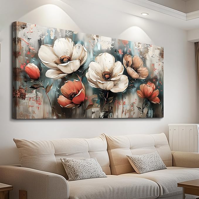 FUHAIHUA Canvas Wall Decor For Bedroom Wall Art For Living Room Office Decorations Boho Wall Paintings Flowers Landscape Pictures Artwork Aesthetic Posters kitchen Home Decor Ready To Hang 20x40 In