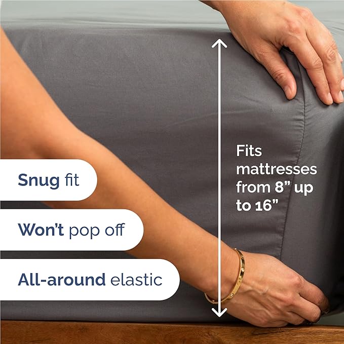 Twin XL 4 Piece Sheet Set - Cooling & Breathable Bed Sheets - Hotel Luxury Bed Sheets for Women, Men, Kids & Teens - Bedding w/Deep Pockets & Easy Fit - Soft & Wrinkle Free - Twin XL Dark Grey Sheets