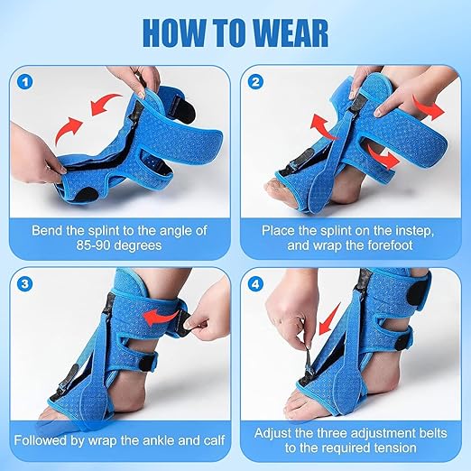 Plantar Fasciitis Night Splint-Upgrade 3 Adjustable Planter Facetious Relief Brace,Plantar Fasciitis Relief Women Men Straps,Support Relief Foot Drop Achilles Tendonitis Day Night(Blue-2PC)