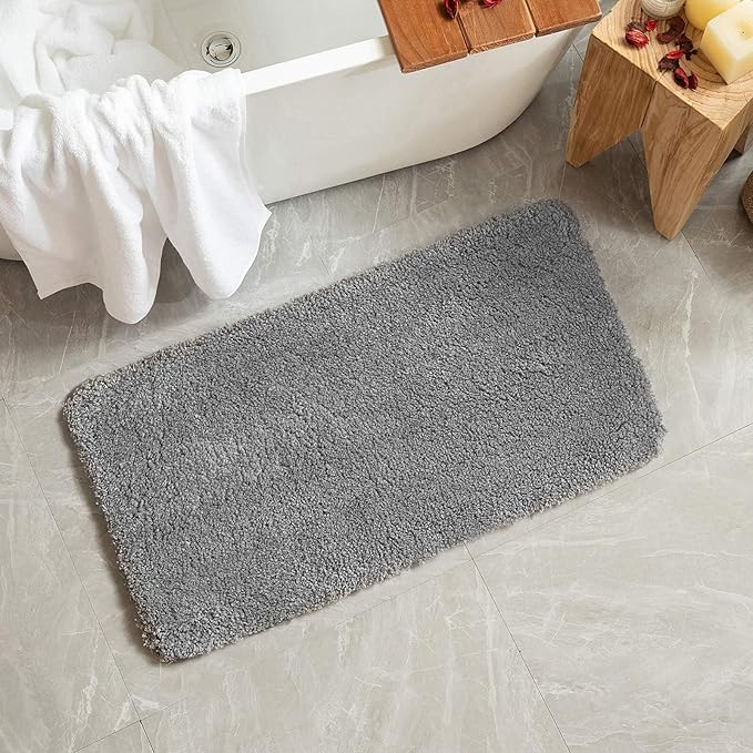 MIULEE Grey Absorbent Bathroom Rugs, Soft Large Bath Mats Non-Slip and Quick-Drying for Bathroom Floor Bathtub Showers, Machine Washable Carpet (24 x 36 Inches)