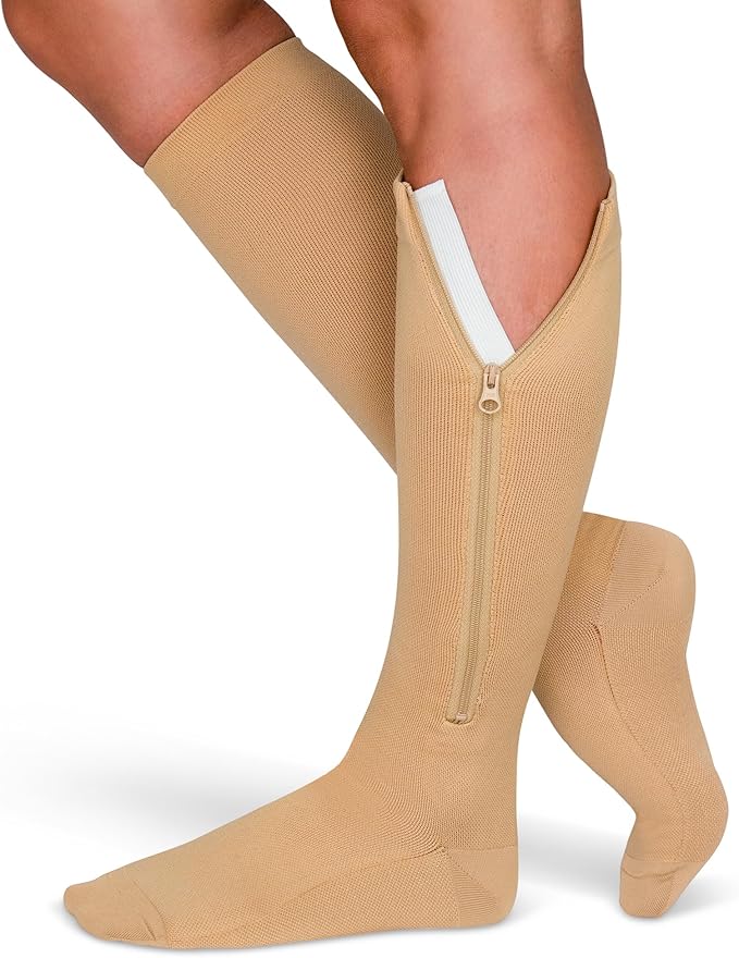 TheraMagic® Zipper Compression Socks for Men & Women, 20-30mmHg Closed Toe Graduated Zippered Compression Stocking