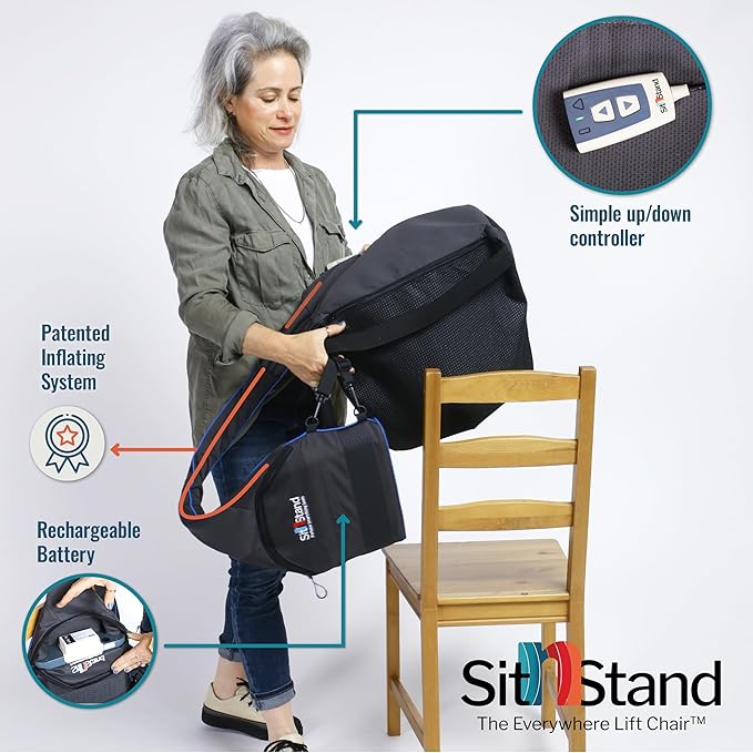 SitnStand Lift Assist Compact for Travel- 400lb Capacity Chair Lift Assist for Seniors, 100% Stand Assist Chair Lifts for Elderly, Lightweight Sit-to-Stand Lift Seat