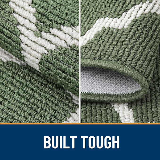OLANLY Indoor Door Mat, 71x47, Non-Slip Absorbent Resist Dirt Entrance Mat, Washable Low-Profile Inside Floor Doormats for Entryway, Green