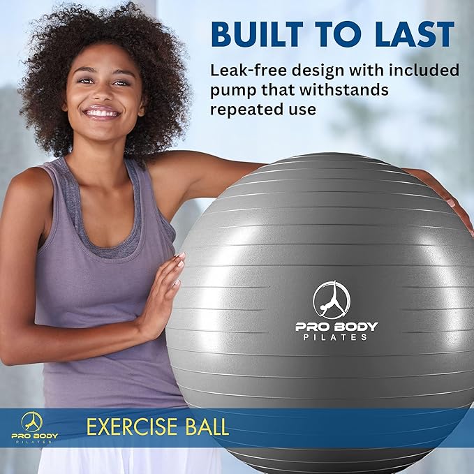 ProBody Pilates Exercise Ball - Multiple Sizes Gym Grade Balance Ball for Fitness, Yoga, Workout, Pregnancy & Physical Therapy