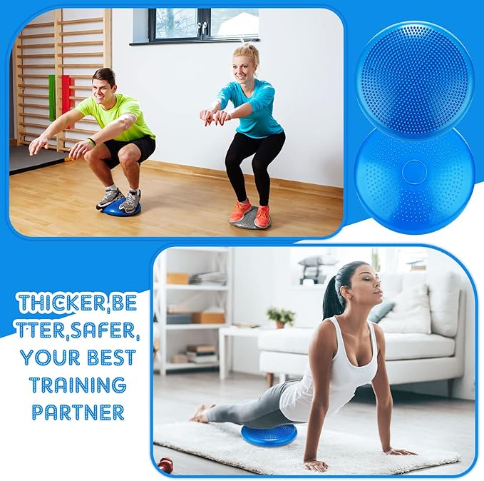 Jerify 4 Pcs Wiggle Seat Flexible Inflated Wobble Cushion Stability Balance Pad Balance Disc Sensory Seat for Men Women Fitness Physical Exercise Improving Posture Home Office