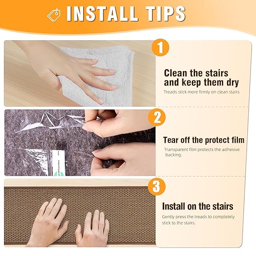 15pcs Stairs Treads and 2 Landing Carpet, Breathable Linen Stair Carpet Non Slip for Wooden Steps Peel and Stick Stairs Runner Indoor Self-Adhesive Treads Stair Covers Mat 8"X30" and 30"X30"