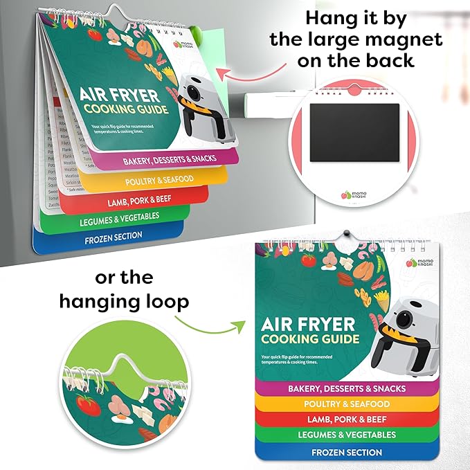 Air Fryer Cheat Sheet Magnets Cooking Guide Booklet - Air Fryer Cookbooks - Air Fryer Liners - Air Fryers Kitchen Gifts Gadgets 2026 - Air Fryer Accessories - Air Fryer Cooking Guide