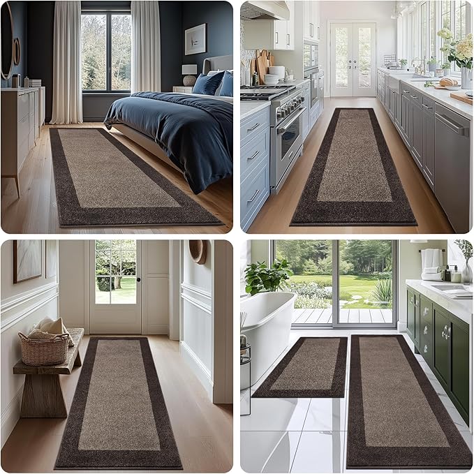 Machine Washable Runner Rug 32" x 96", Non Slip Kitchen Mat for Floor, Absorbent Entryway Rug for Kitchen, Bedroom, Living Room, Hallway, Door (Roll Packing)