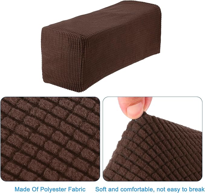 uxcell 2pcs Stretch Armrest Covers for Chairs/Sofas, Couch Arm Covers with Twist Pin, Furniture Protector Slipcovers Brown
